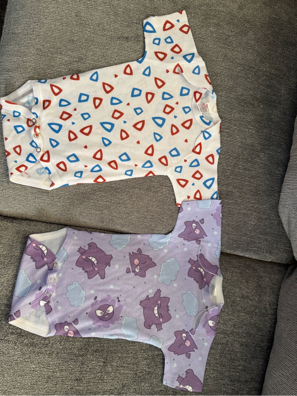 Pokemon Kids One-Piece Bodysuits in White, Red, Blue & Purple #togepi #gengar